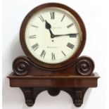 VICTORIAN MAHOGANY BANK WALL CLOCK, the 13" enamelled dial inscribed Robt Leversuch, Stanmore, on