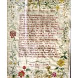 GEORGE III HYMN SAMPLER, dated 1788, by Maria De Horne Scott, the lines inside a meandering floral
