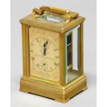 THOMAS MERCER GARRARD AND CO GOLD FACED CARRIAGE TIMEPIECE, the eight day chronometer movement on