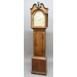 OAK AND CROSS BANDED LONGCASE CLOCK, by John Smithyes, London, the 12" silvered dial with subsidiary