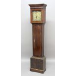 OAK LONGCASE CLOCK, the 11" brass dial, with single hand and date aperture, inscribed Tho Rea