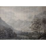 THOMAS SUNDERLAND (1744-1828) EAGLE CRAG IN BORROWDALE; THE BRIDGE IN BORROWDALE Two, blue and