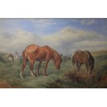 RICHARD BEAVIS, RWS (1824-1896) THE COUNTRYMEN'S HORSES Signed, watercolour 43 x 66.5cm. ++ Needs