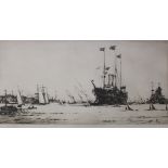 •FRANK HENRY MASON (1875-1965) COWES, ISLE OF WIGHT Drypoint etching, signed in pencil 25 x 50cm. ++