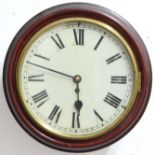 VICTORIAN WALL CLOCK, the 11 1/2" enamelled dial on a brass eight day single fusee movement inside a