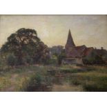 ERNEST WALBOURN (1872-1927) QUIET EVENTIDE Oil on board 27 x 37cm. ++ Needs a light clean