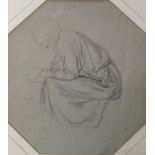 SIR EDWARD JOHN POYNTER, By. PRA (1836-1919) STUDY OF A SEATED WOMAN Pencil, on pale blue/grey paper