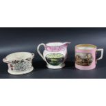 Sunderland Lustre Jug & Ironbridge Coaster & Prattware Mug