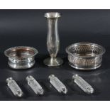 Silver Vase, Pair of Coasters and Knife Rests