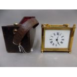 Brass Carriage Clock & Leather Case