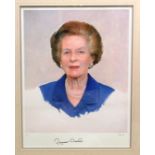 •AFTER RICHARD STONE (b.1951) PORTRAIT OF MARGARET THATCHER Offset lithograph, 2001, signed in