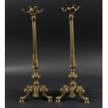 Pair of Brass Empire Candlesticks