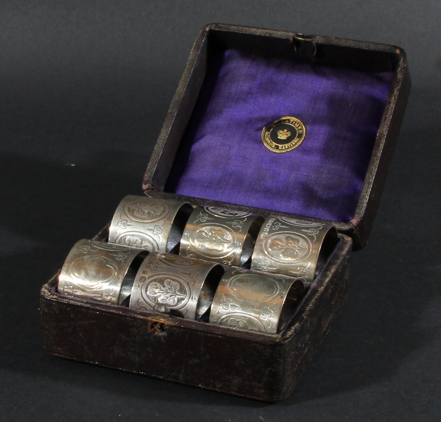 Cased Set of Six Silver Napkin Rings