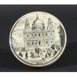 Rare Pictorial Pot Lid: 'St Pauls' Cathedral, London - Entered at Stationers Hall