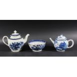 Blue and White ? Worcester Tea Pot and Another and Bowl (3)