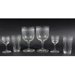 Part Suite of Edwardian Glasses Engraved 'G'