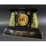 Black Slate Mantle Clock in Egyptian Taste - J. Bielle, Alger