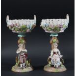 Pair of Continental Figural Porcelain Baskets a/f