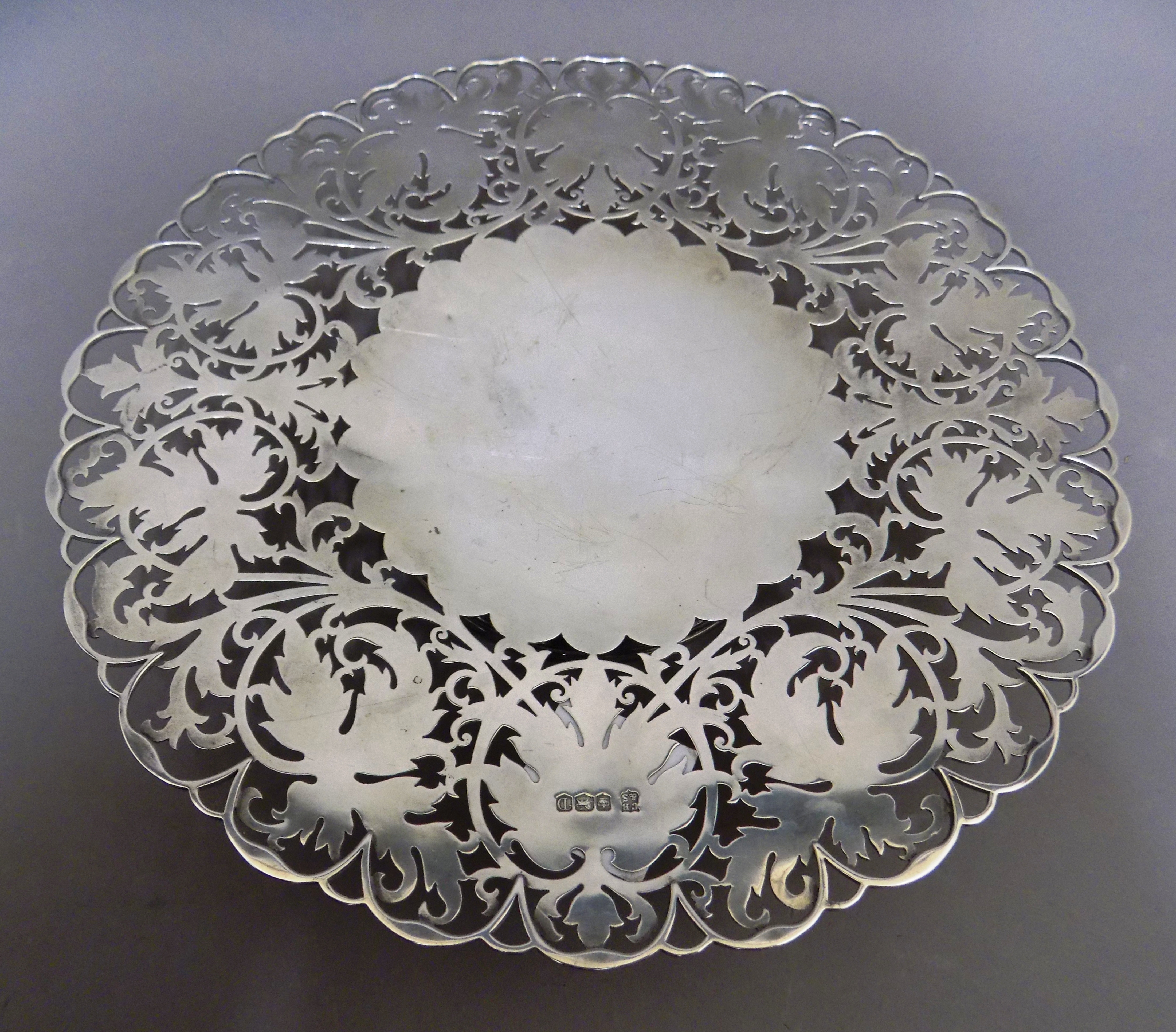 Pierced Silver Cake Stand