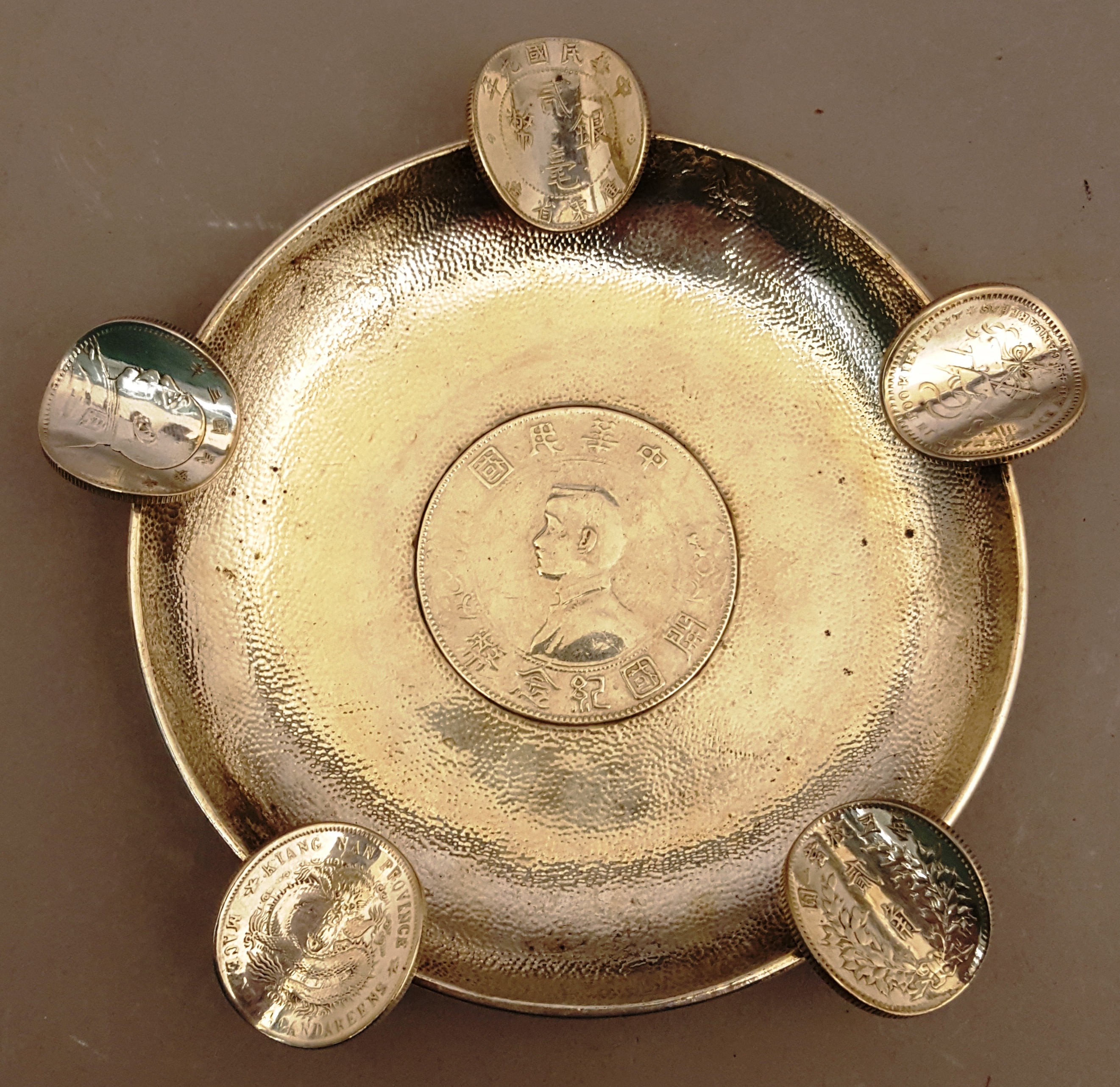 Chinese Silver Ashtray with Inset Chinese Coin