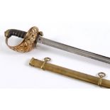 A VICTORIAN R ENGINEERS OFFICERS SWORD. An 1857 pattern Royal Engineers officers sword, with brass