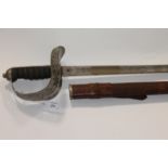 AN OFFICERS SWORD. A crisp 1897 pattern officers sword, complete with its scabbard. The blade and