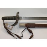 AN OFFICERS SWORD & SCABBARD. An officers 1887 pattern Heavy Cavalry Officers sword with 35"
