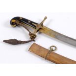 A 19thC MAMELUKE BY BAKER & SON. An attractive Mameluke sword with gilt chevron decoration, on the