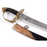 AN 1805 FLANK OFFICERS SWORD. An 1805 pattern Flank Officers sword with the scabbard throat, bearing