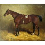 ENGLISH SCHOOL, Circa 1900 THE BAY RACEHORSE FANTOME IN A STABLE Signed indistinctly (Smith Le