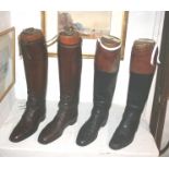TWO PAIRS OF LEATHER RIDING BOOTS - MAJOR ANDERSON two pairs of vintage leather riding boots, both