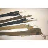 FISHING RODS including a J A Walker 3 piece split cane rod with two tops, a 3 piece split cane rod