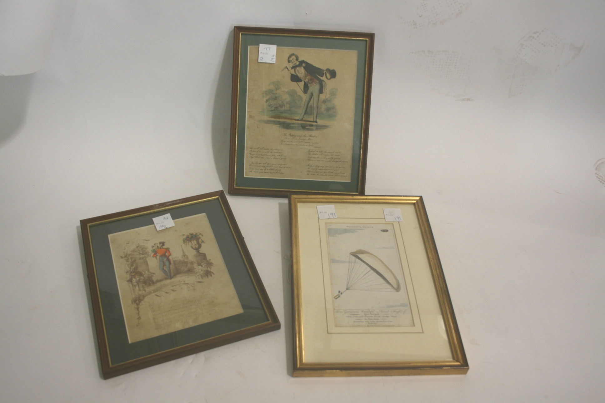 EARLY PARACHUTE PRINT titled Wonderful Museum and dating to 1803, published by Alex Hogg. Also