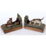 COLD PAINTED BRONZE SPORTING BOOKENDS - SWAINE & ADENEY an interesting pair of bookends, made in