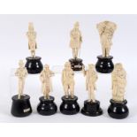 19THC IVORY FIGURES - CHARLES DICKENS a set of 8 carved 19thc ivory figures, all representing