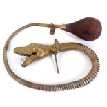 RARE CAR HORN - BOA CONSTRICTOR a very unusual brass car horn, with a Snakes head and flexible