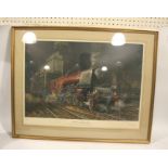 TERENCE CUNEO - SIGNED RAILWAY PRINT a framed print Duchess of Hamilton, Number 181 of 850 produced.