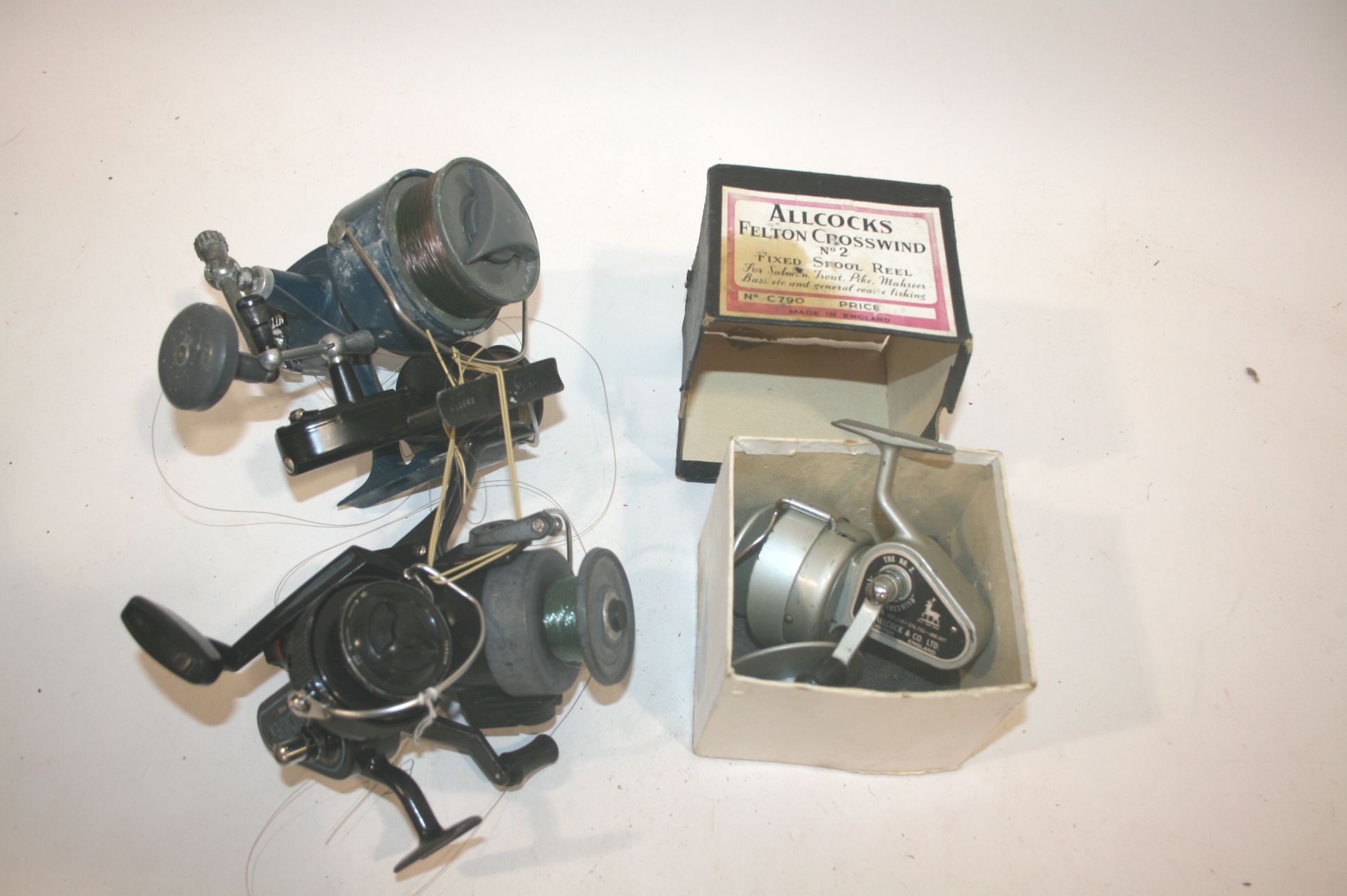 ALLCOCK BOXED REEL a boxed Allcock Felton Crosswind No 2 Reel, with 4 other reels by Abu,