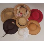 A COLLECTION OF VINTAGE STRAW SUMMER HATS Seven straw hats in good condition. (7)