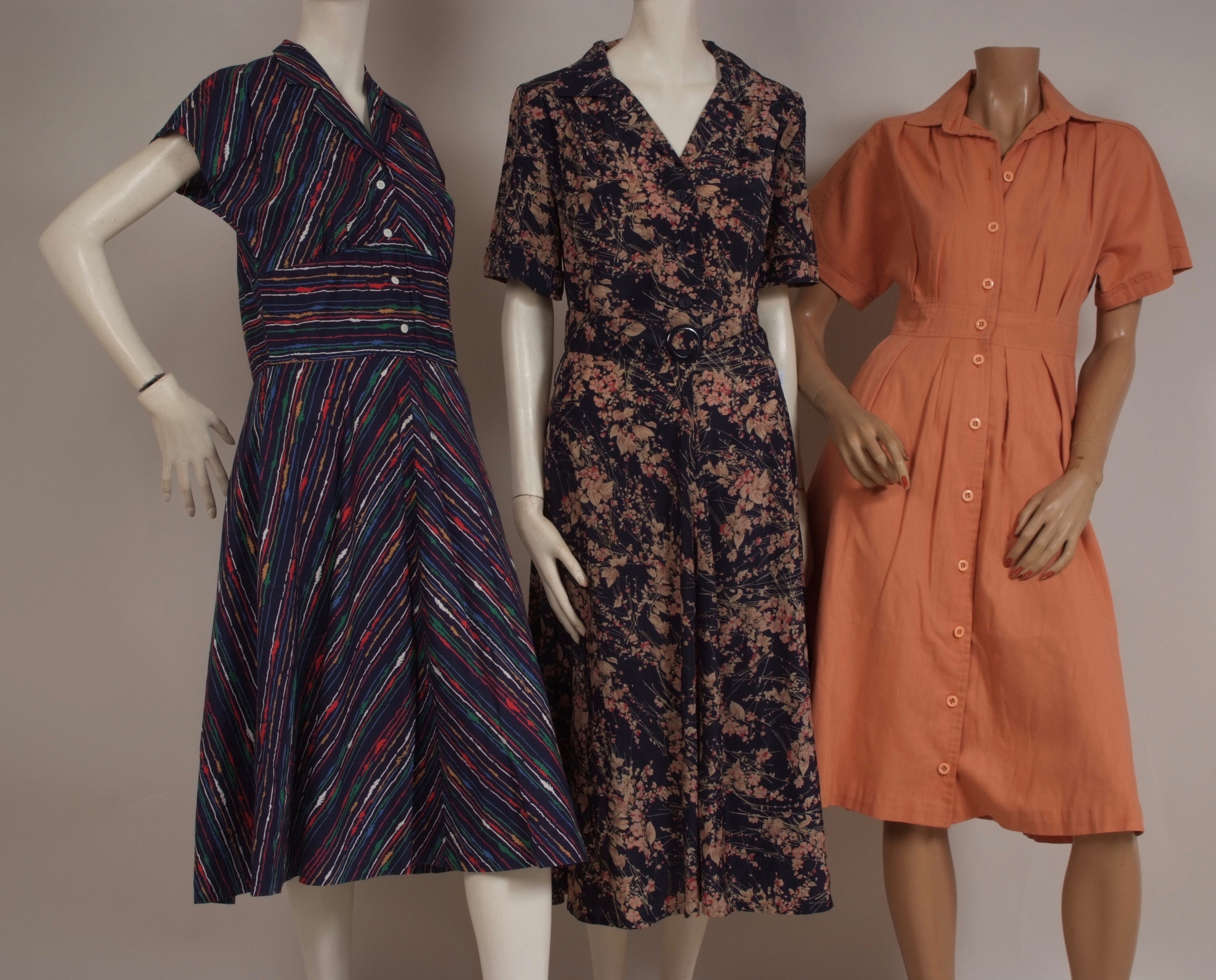 A COLLECTION OF VINTAGE 1970'S CLOTHES Paisley dress and waistcoat, A 'Marion Donaldson' orange