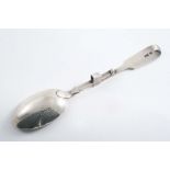 AN UNUSUAL LATE VICTORIAN FIDDLE PATTERN DESSERT SPOON with a pivot halfway up the stem and a