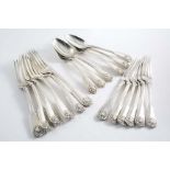 A VICTORIAN PART SET OF FIDDLE, THREAD & HUSK PATTERN FLATWARE (WITH HUSK HEEL) INCLUDING:- Six