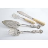 A PAIR OF VICTORIAN QUEEN'S PATTERN FISH SERVERS initialled, by Francis Higgins, London 1859 and a