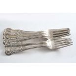 REGIMENTAL INTEREST:- A matched set of six King's pattern table forks, each engraved with the