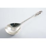 AN EDWARDIAN REPRODUCTION OF A ST NICHOLAS APOSTLE SPOON inscribed "SYNT NYCOLAS PRAY FOR WS"