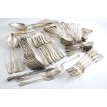 A MIXED LOT OF ASSORTED CONTINENTAL FLATWARE & CUTLERY 19TH & 20TH CENTURY:- A set of ten French