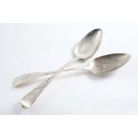 CHANNEL ISLES:- An early 19th century engraved table spoon, Old English pattern, initialled "I-BG"