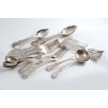 A PART CANTEEN OF KING'S PATTERN FLATWARE including four table forks, six dessert forks, four