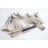 A VICTORIAN PART CANTEEN OF BEAD PATTERN FLATWARE INCLUDNG:- Six table spoons, six table forks,