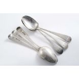 A SET OF SIX GEORGE III OLD ENGLISH PATTERN TEA SPOONS initialled "F-G" by George Wintle, London